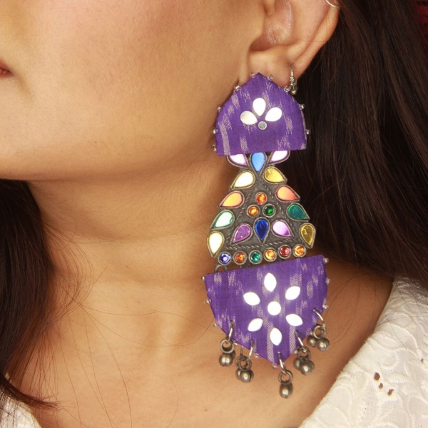 Purple Statement Mirror Earrings